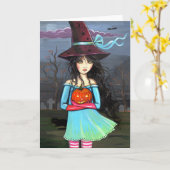 魔法使いのハロウィンカードメッセージカード カード (黄色い花)