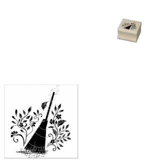 魔法使いのハロウィン - 魔法の花と箒 ラバースタンプ