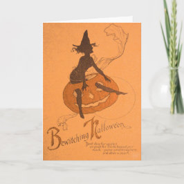 魔法使いのハロウィーンのカボチャのちょうちんのカボチャ カード