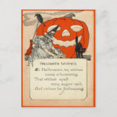 魔法使いのハロウィーンのカボチャのちょうちんの黒猫のワタリガラス ポストカード (正面)
