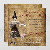 魔法使いのハローウィンパーティの招待状 招待状 (正面/裏面)