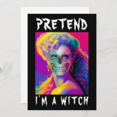 魔法使いのフリして 現代風 おもしろ カラフル 招待状 (正面/裏面)