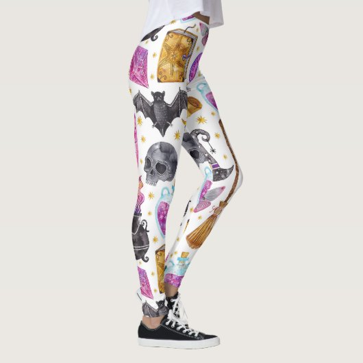 魔法使いの一服の水彩画のハロウィンのレギンス レギンス (右)