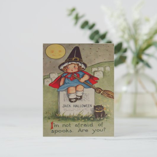 魔法使いの墓地の墓碑の黒猫の月 ポストカード (スタンド正面)