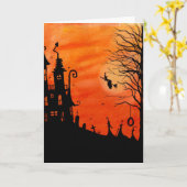 魔法使いの家のハロウィンカード カード (黄色い花)