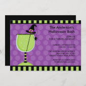 魔法使いの帽子のカクテルのハローウィンパーティの招待状 招待状 (正面/裏面)