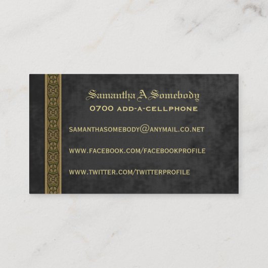 魔法使いの帽子の社会的なプロフィールカード 名刺 (裏面)