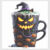 魔法使いの帽子をかぶった黒猫 – 抹茶ラテの魔法クラシック シール (シート)