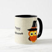 魔法使いの帽子を持つハロウィンのフクロウ マグカップ (正面右)
