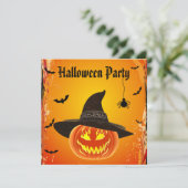 魔法使いの帽子ハロウィンの邪悪なカボチャ 招待状 (スタンド正面)