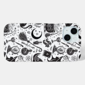 魔法使いの幻想的なウィッカンペイガニズム ブラック&ホワイト Case-Mate iPhoneケース (裏面 (横))