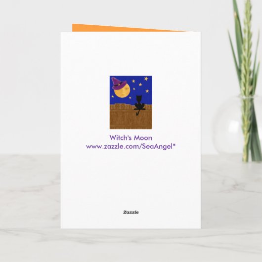 魔法使いの月のハロウィンの誕生日の挨拶状 カード (裏面)