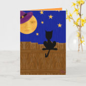 魔法使いの月のハロウィンの誕生日の挨拶状 カード (黄色い花)