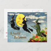 魔法使いの月の空の飛んでいるなほうきの人 ポストカード (正面/裏面)