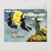 魔法使いの月の空の飛んでいるなほうきの人 ポストカード (正面)