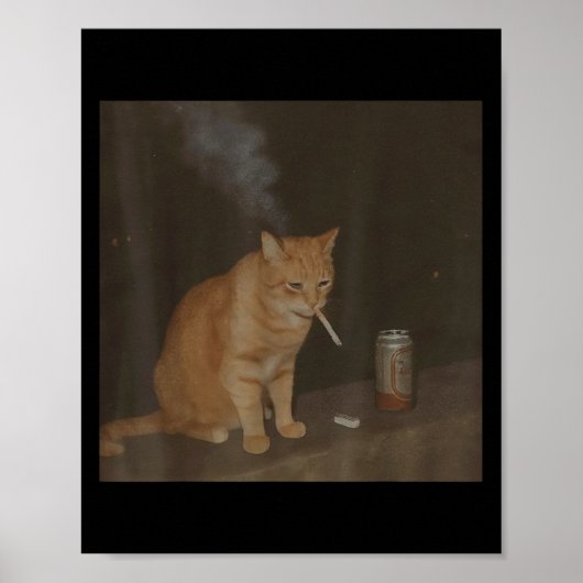 魔法使いの煙草子猫 楽しい喫煙猫のミーム Tシャツ ポスター (正面)