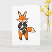 魔法使いの狐 魔法の杖と帽子付き カード (黄色い花)