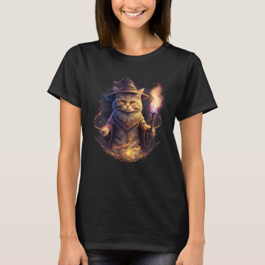 魔法使いの猫 ファンタジー 子猫 2 Tシャツ (正面)