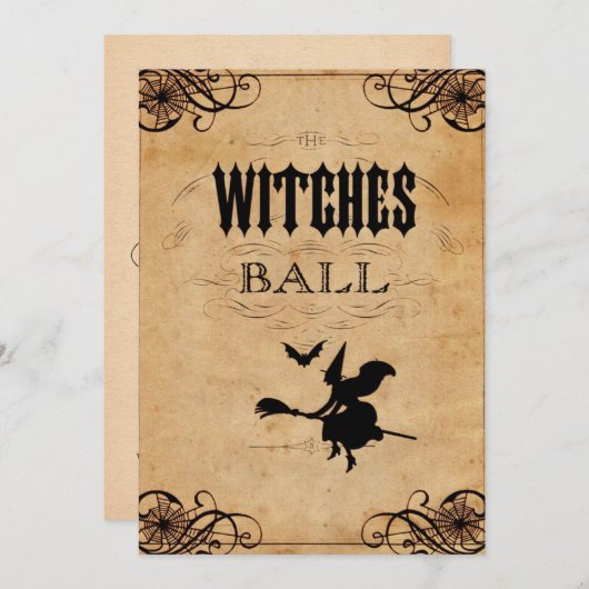 魔法使いの球のハローウィンパーティの招待状 招待状 (正面/裏面)