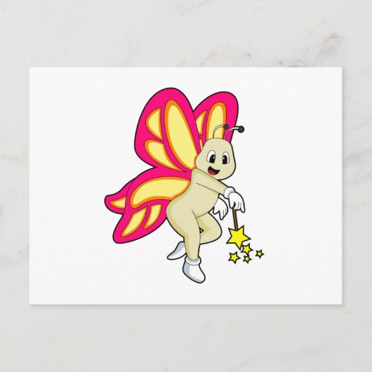 魔法使いの蝶　魔法の杖を持つ ポストカード (正面)