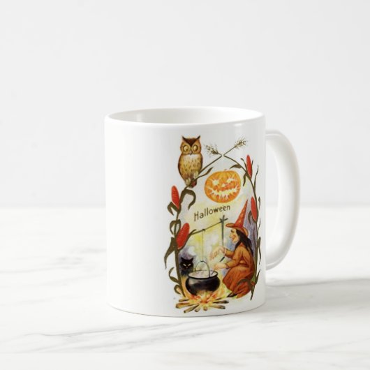 魔法使いの醸造物のヴィンテージハロウィン コーヒーマグカップ (正面右)