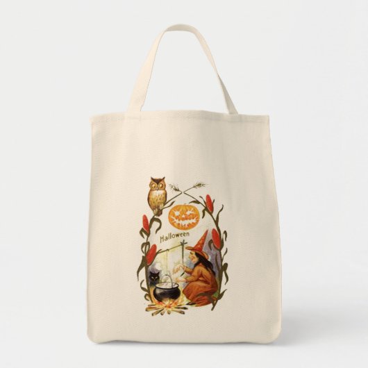 魔法使いの醸造物のヴィンテージハロウィン トートバッグ (正面)