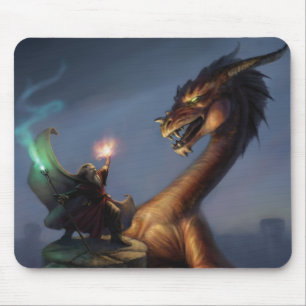 魔法使いの防衛-ドラゴン及び魔法使い マウスパッド