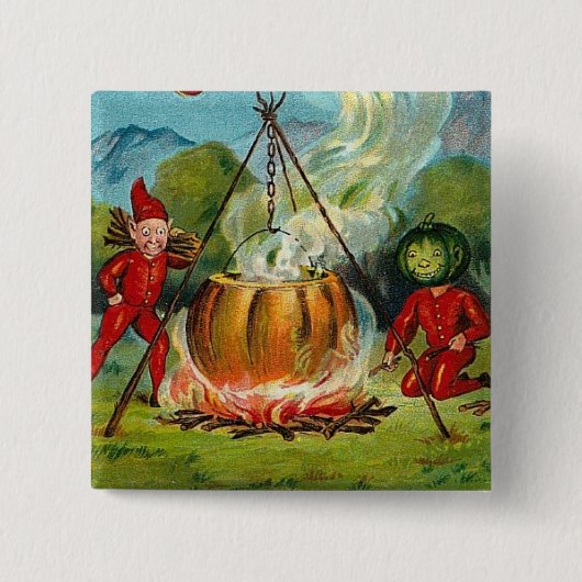 魔法使いを飛ばすハロウィンのすべての挨拶 缶バッジ (正面)