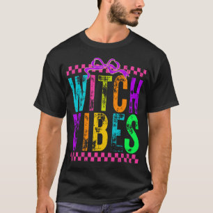 魔法使いビブラハロウィンネオンチェック柄リボン Tシャツ