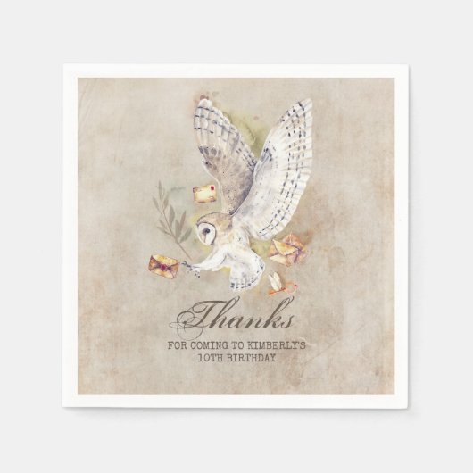 魔法使いフクロウの誕生日パーティー スタンダードカクテルナプキン (正面)