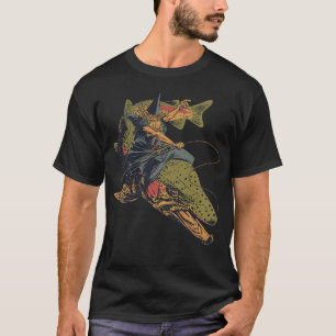 魔法使いマスの釣り人、愚か者に向かって急げ Tシャツ