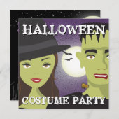 魔法使い及びモンスターの大人のハロウィンの衣裳のパーティー 招待状 (正面/裏面)