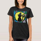 魔法使い猫のステンドグラスのTシャツ Tシャツ (正面)