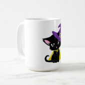 魔法使い猫のデザイン コーヒーマグカップ (正面左)