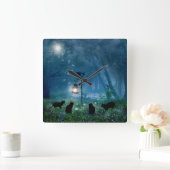 魔法使い猫の時計 スクエア壁時計 (ホーム)