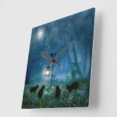 魔法使い猫の時計 スクエア壁時計 (傾斜)