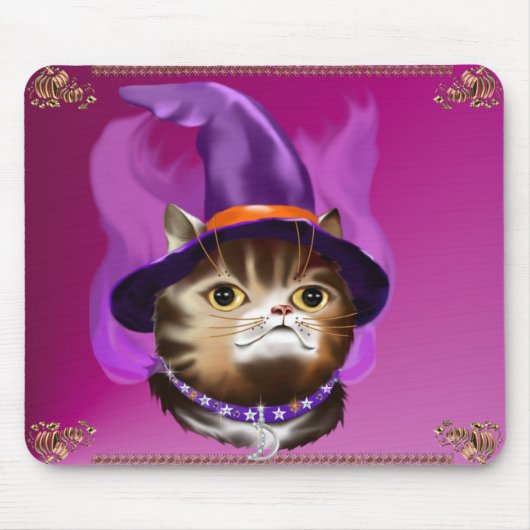 魔法使い猫の顔のmousepad マウスパッド (正面)