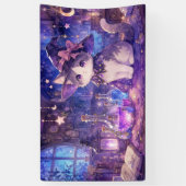魔法使い猫ファンタジーバナー 横断幕 (縦)