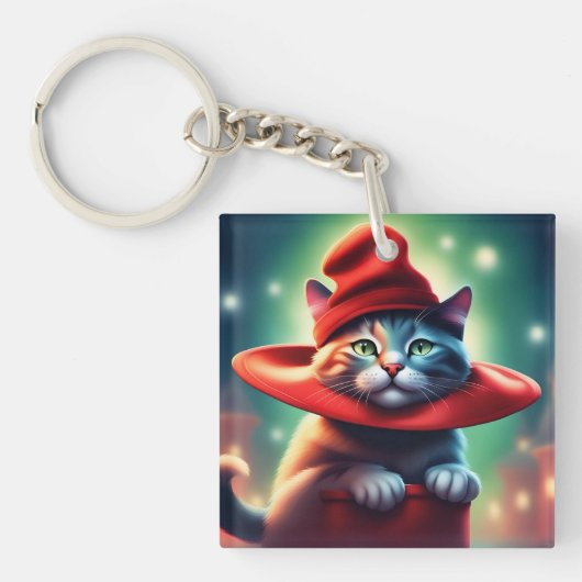 魔法使い猫 キーホルダー (正面)