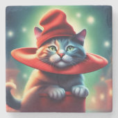 魔法使い猫 ストーンコースター (正面)