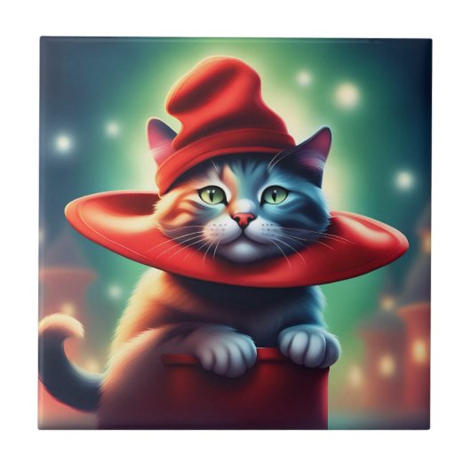魔法使い猫 タイル (正面)