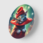 魔法使い猫 ラウンド壁時計 (傾斜)