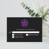魔法使い風の紫色グローゴシックウェディングRSVPカード 出欠カード (スタンド正面)