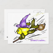 魔法使い魚 – かわいいおもしろいスケッチ ポストカード (正面/裏面)