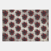 魔法使い | ソニーレッドローズ付きゴシック様式のペンタグラム ラッピングペーパーシート (正面3)