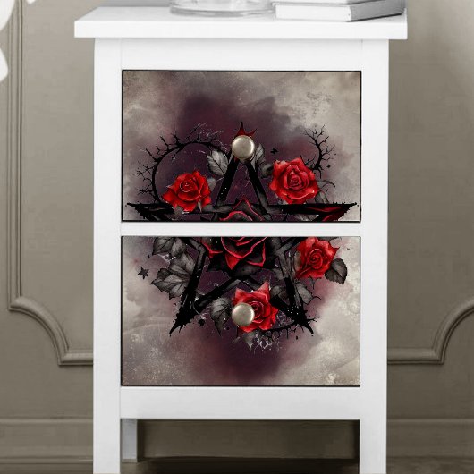 魔法使い | ソニーレッドローズ付きゴシック様式のペンタグラム 薄葉紙