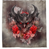 魔法使い | 赤い目のスモークした悪魔のバラ シャワーカーテン (正面)