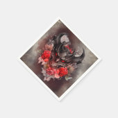 魔法使い | 赤い目のスモークした悪魔のバラ スタンダードカクテルナプキン (角)