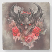 魔法使い | 赤い目のスモークした悪魔のバラ ストーンコースター (正面)