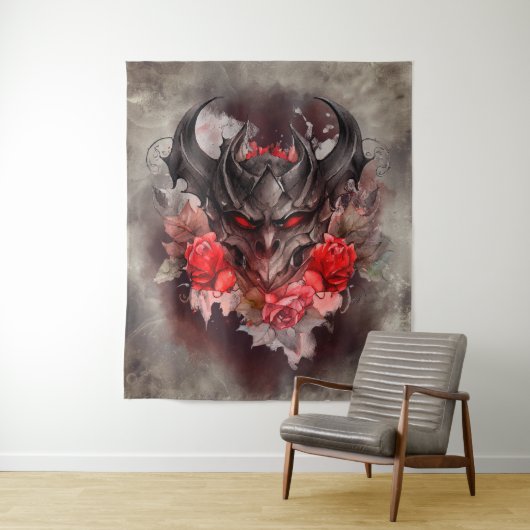 魔法使い | 赤い目のスモークした悪魔のバラ タペストリー (インサイチュ)